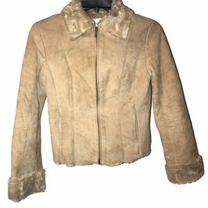 SUEDE GENUINE LEATHER FAUX FUR JACKET ♥️